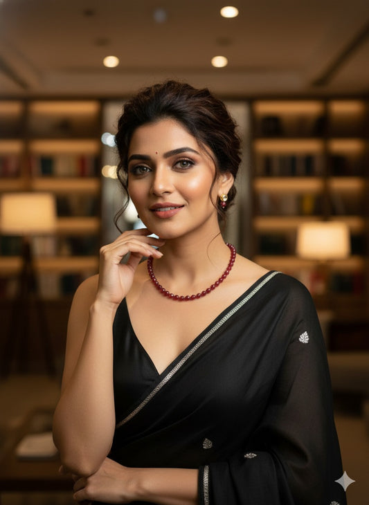 Elegant Ruby Bead Necklace & Earring Set - Gold Plated, Adjustable, Festive Wear