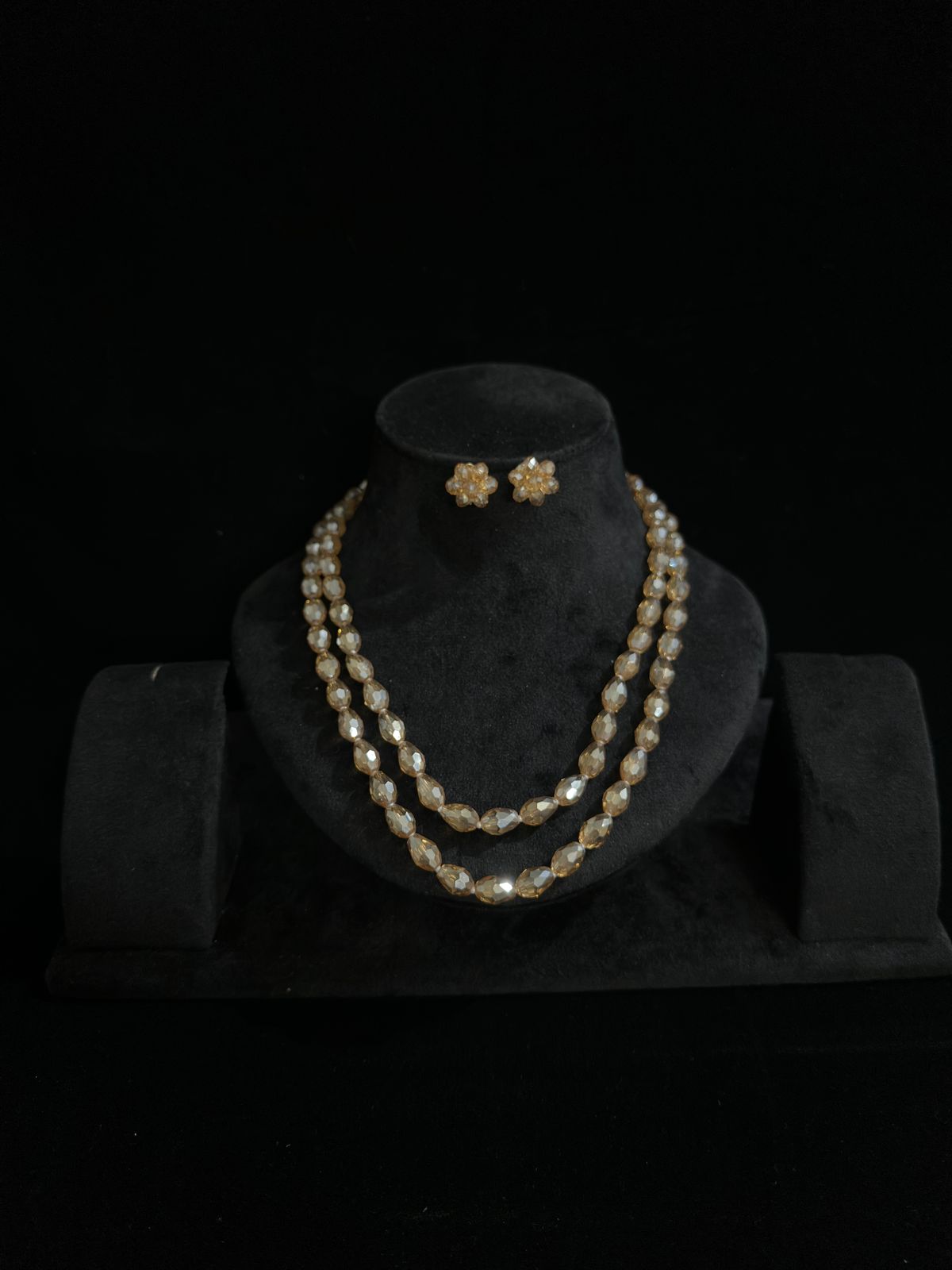 Elegant Gold Beaded Double Layer Necklace & Earring Set - Handmade Fashion Jewelry