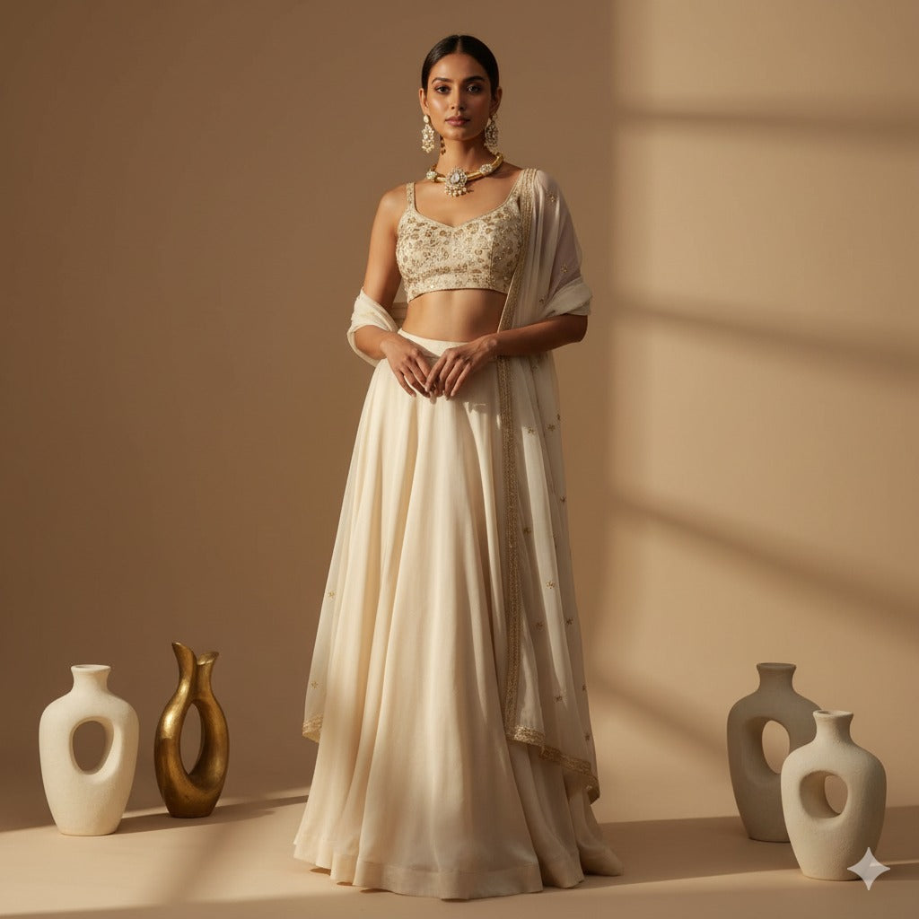 Gold-Plated Kundan Choker Necklace Set with Pearl Drops & Matching Earrings