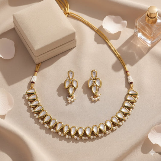 Kundan & Pearl Gold-Plated Necklace Set for Women | Indian Bridal & Festive Jewelry