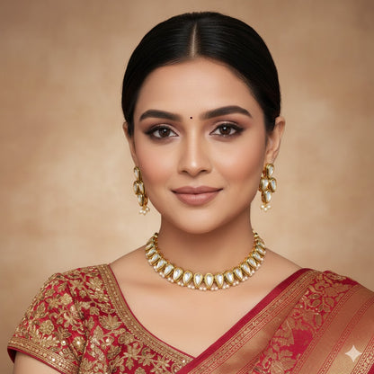 Kundan & Pearl Gold-Plated Necklace Set for Women | Indian Bridal & Festive Jewelry