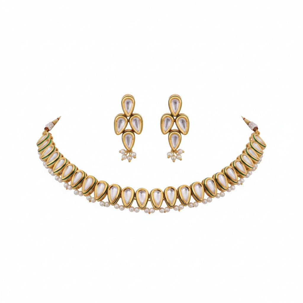Kundan & Pearl Gold-Plated Necklace Set for Women | Indian Bridal & Festive Jewelry