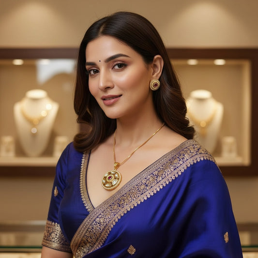 Regal Ruby Kundan Polki Pendant Necklace Set