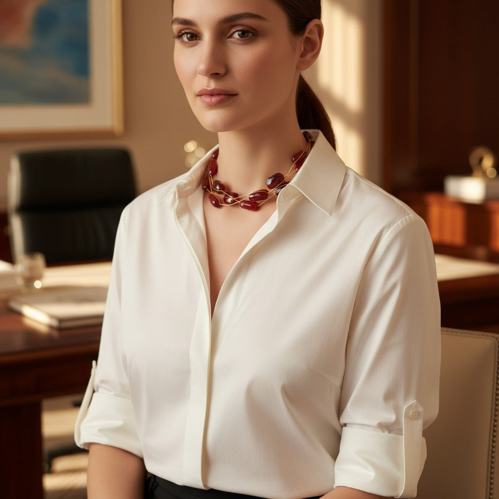 Elegant Crimson Floating Bead Layered Necklace