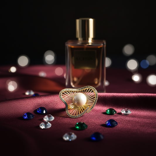 Golden Aura Pearl Statement Ring