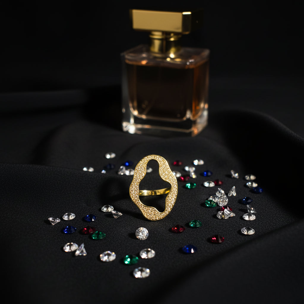 Radiant Gold Crystal Band Ring