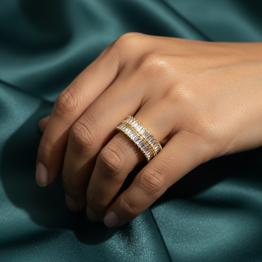 Abstract Gold Crystal Statement Ring