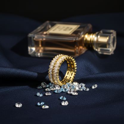 Abstract Gold Crystal Statement Ring