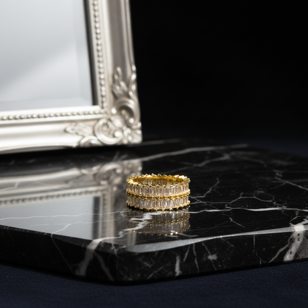 Abstract Gold Crystal Statement Ring