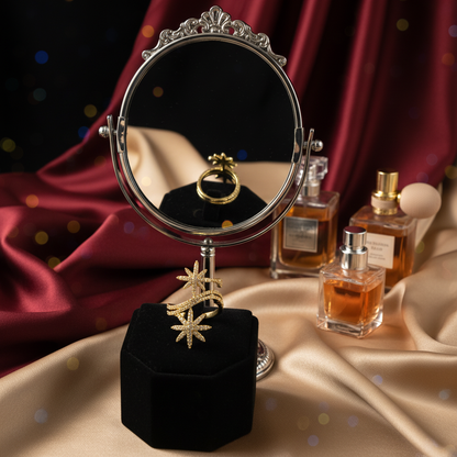 Twin Starburst Gold Crystal Ring