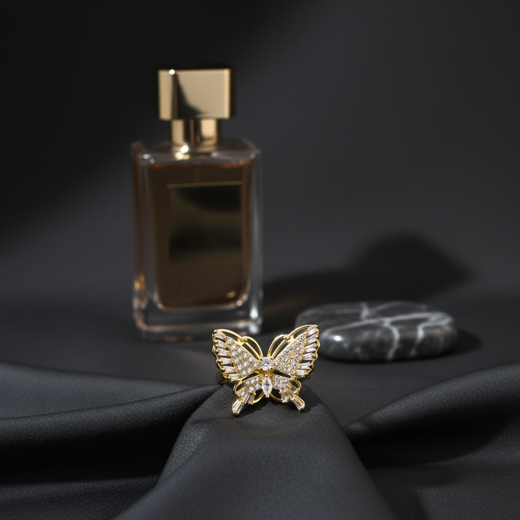 Butterfly Gold Crystal Statement Ring