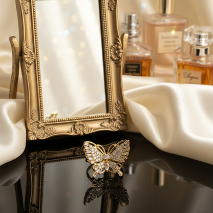 Butterfly Gold Crystal Statement Ring