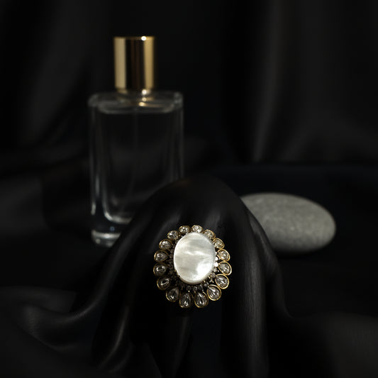 Gilded Square Sparkle Multi Ring