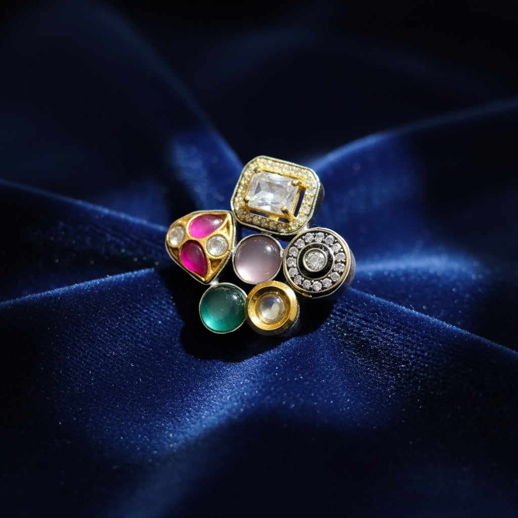 Multi-Gemstone Statement Ring - Adjustable, Boho Chic, Handcrafted Jewelry