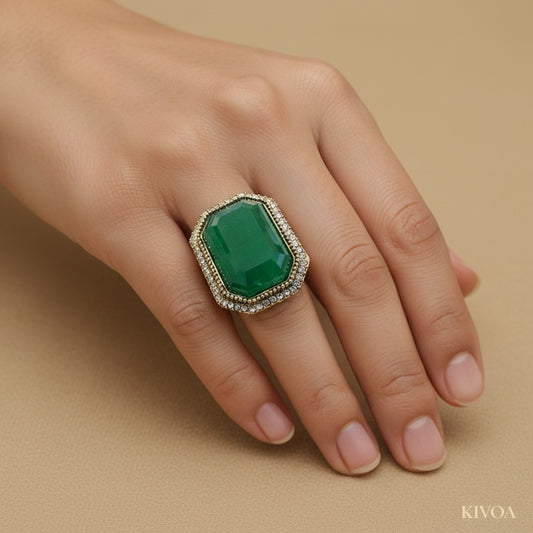 KIVOA Emerald Royale Statement Ring