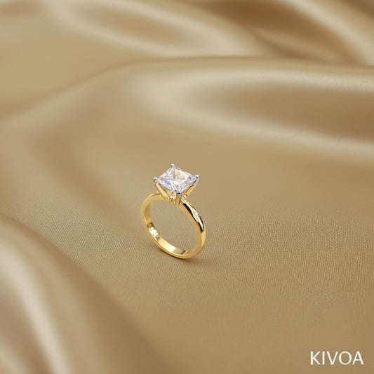 Elegant Princess Cut Solitaire Engagement Ring in Radiant Yellow Gold