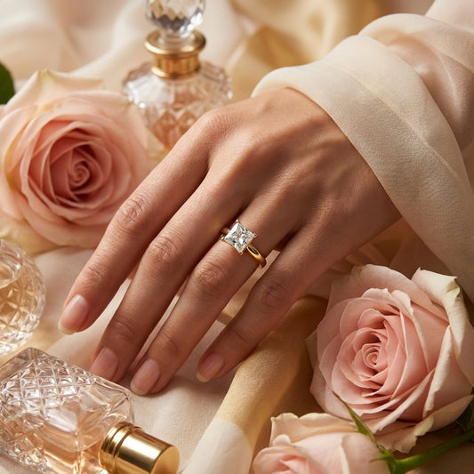 Timeless Gold Plated Princess Cut Solitaire Ring